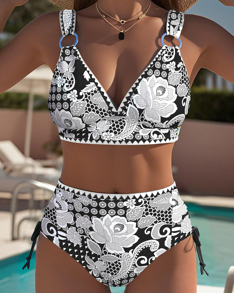 Bikini Mönstrad Con Lacci Triangolo