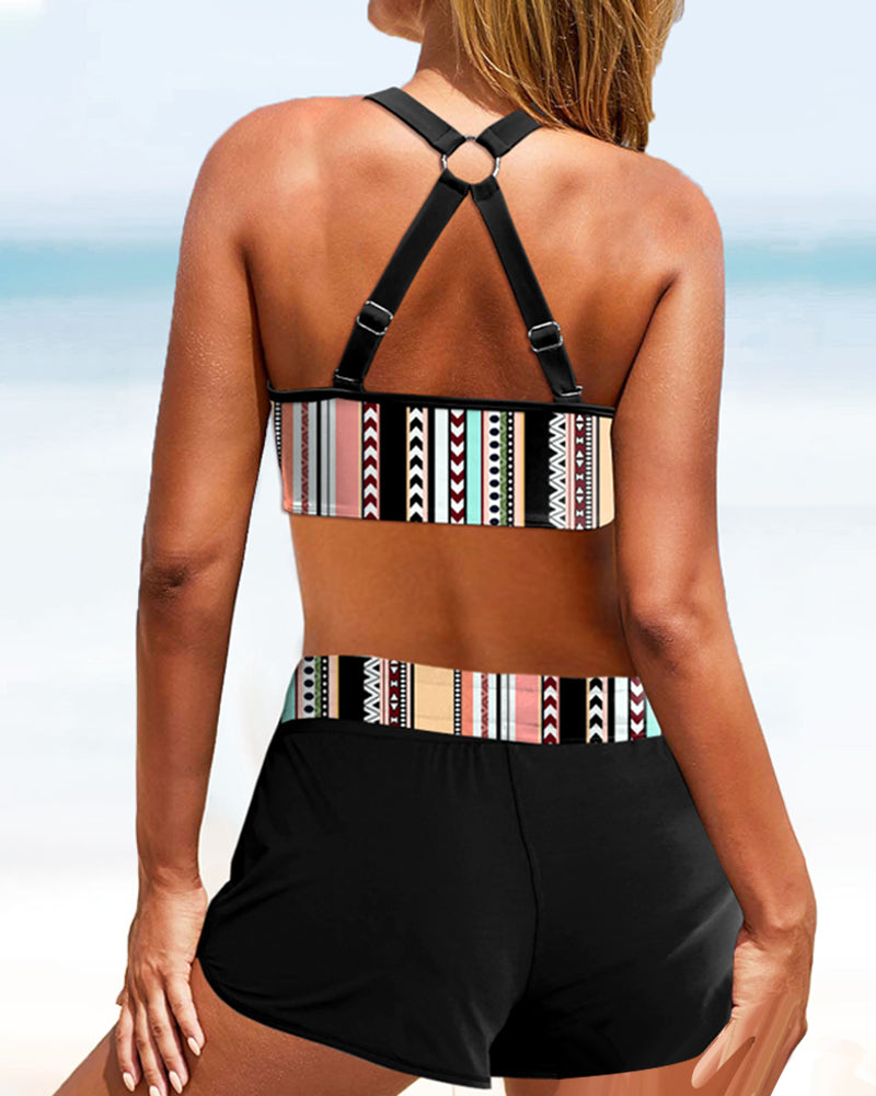 Bikini a vita alta a righe
