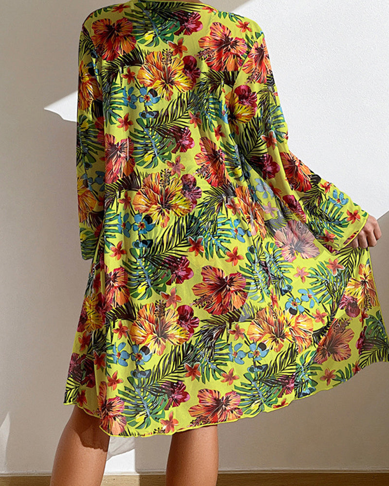 Bikini e Cover Up Blomtryck