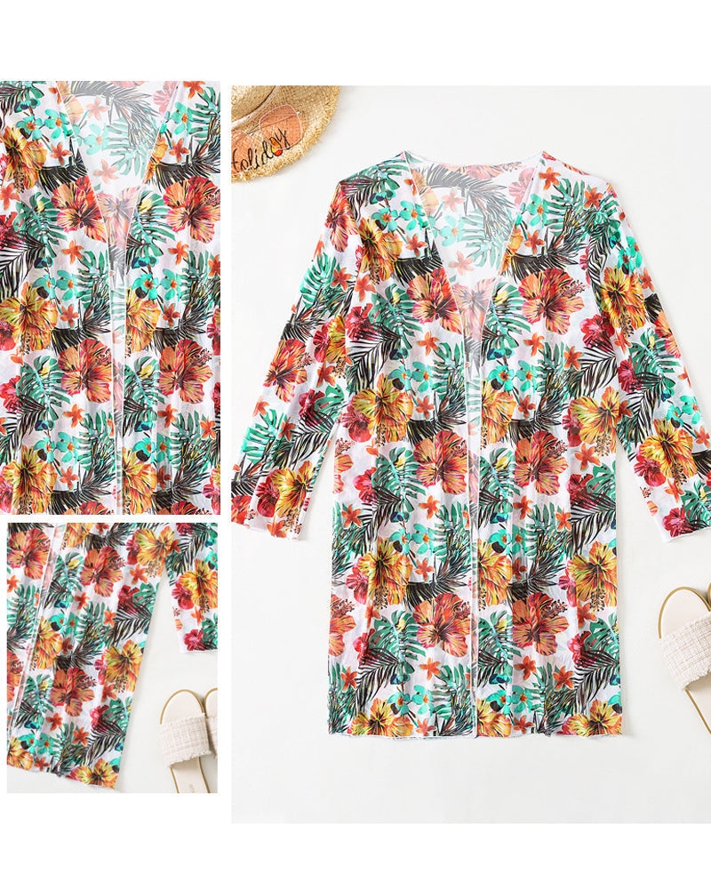Bikini e Cover Up Blomtryck