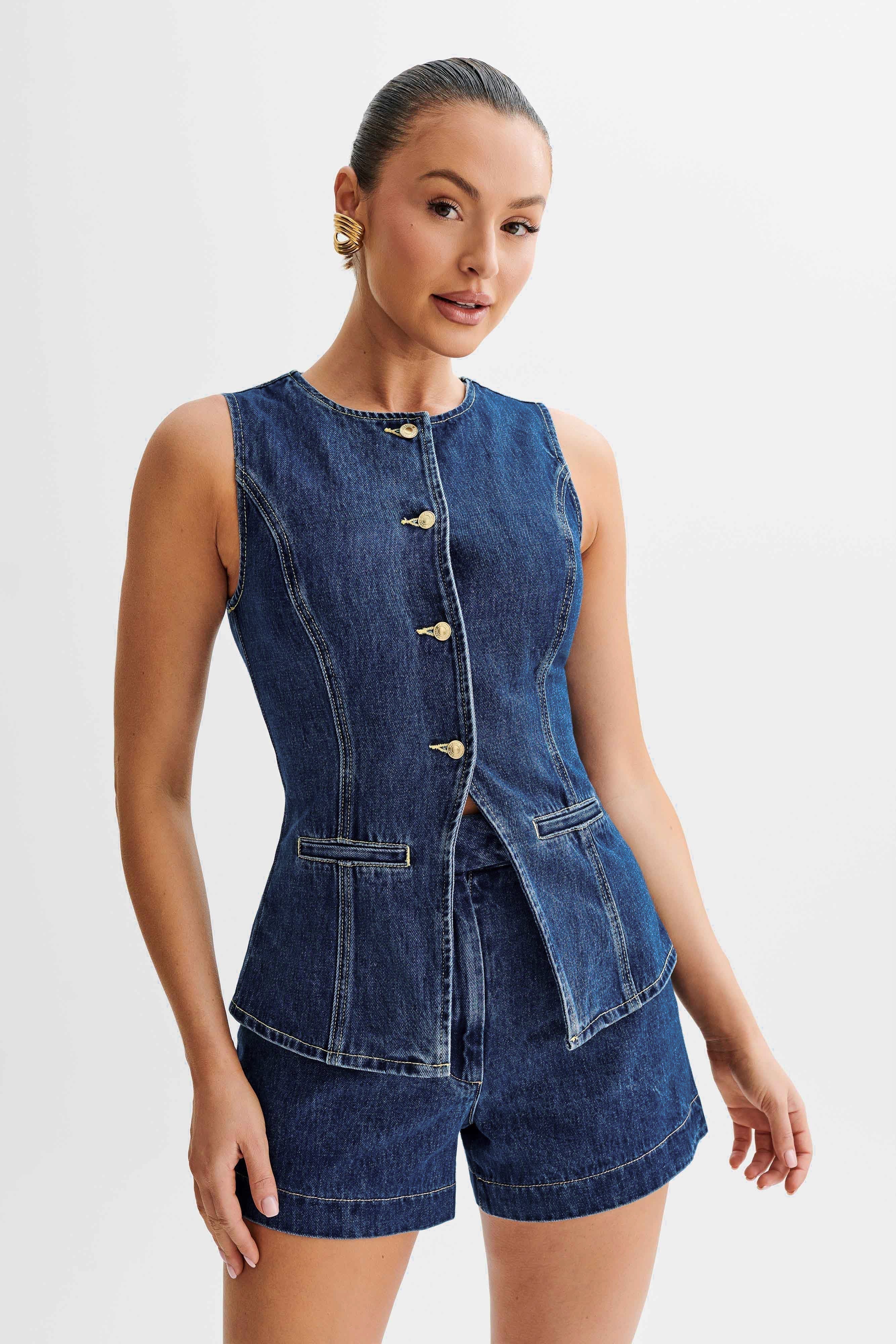 Celeste| Trendigt denimset med knappar