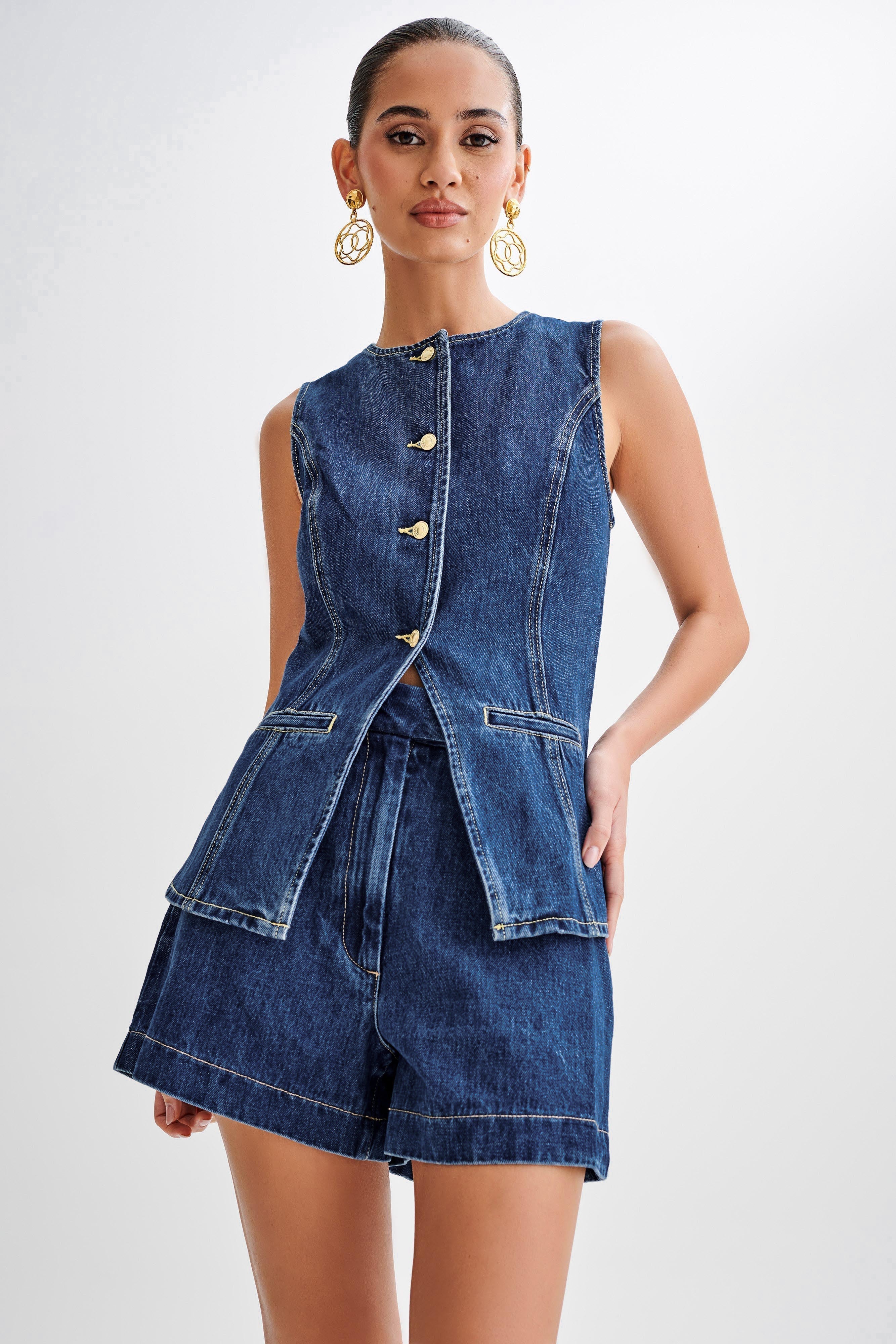 Celeste| Trendigt denimset med knappar