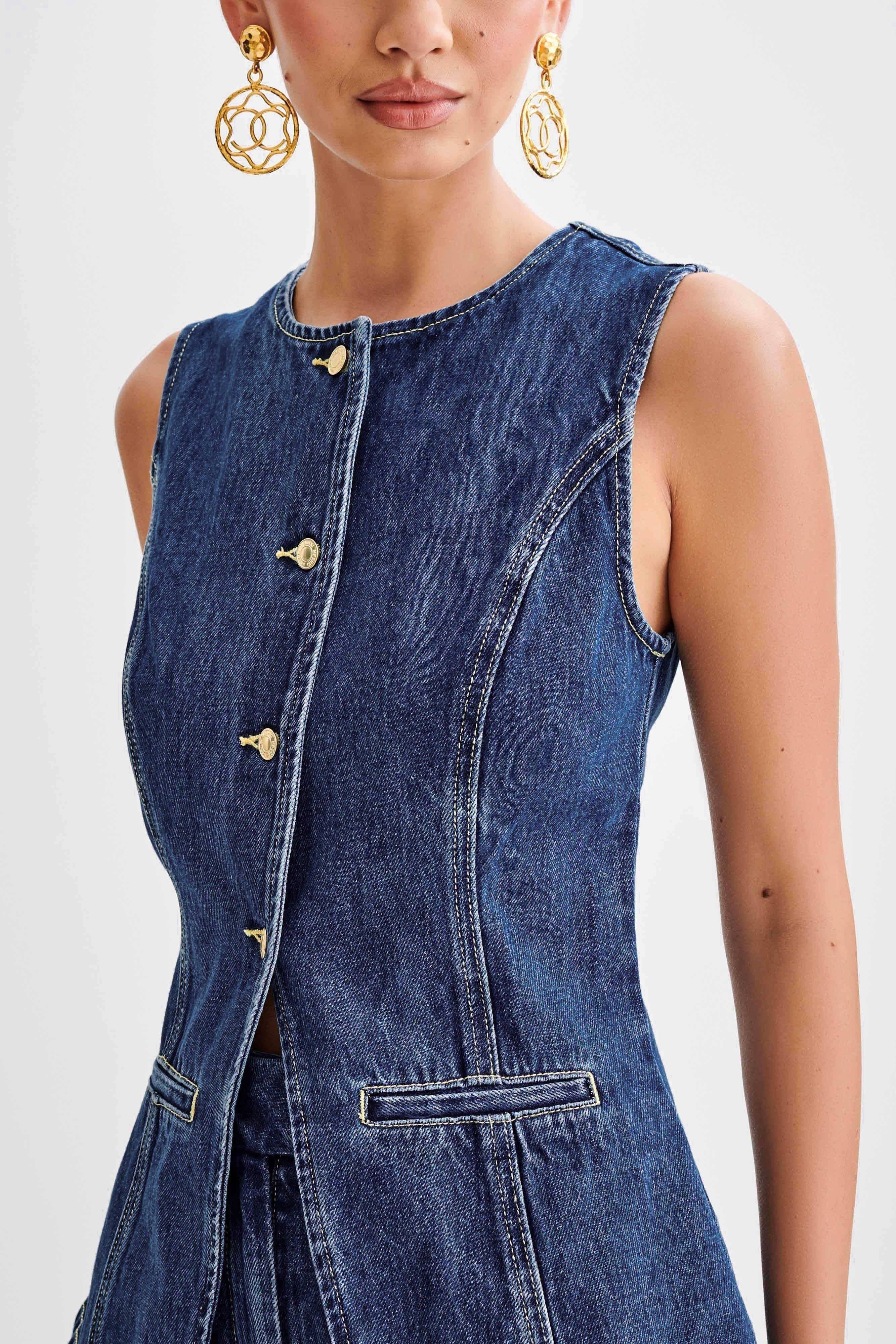 Celeste| Trendigt denimset med knappar