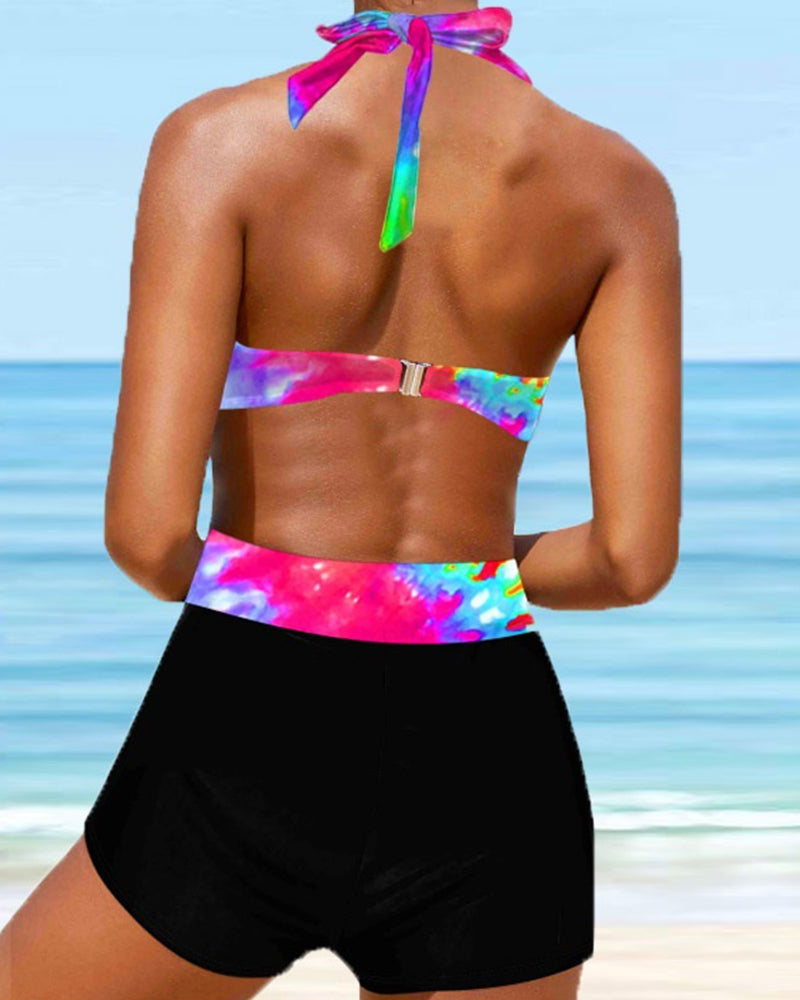 Bikini incrociato con collo halter e fascia