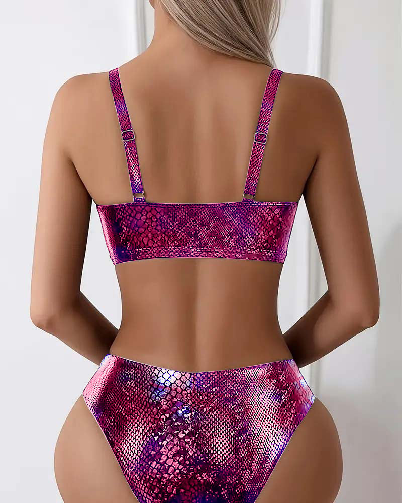 Bikini Ormmönster Bröstknut Vita Alta Triangolo