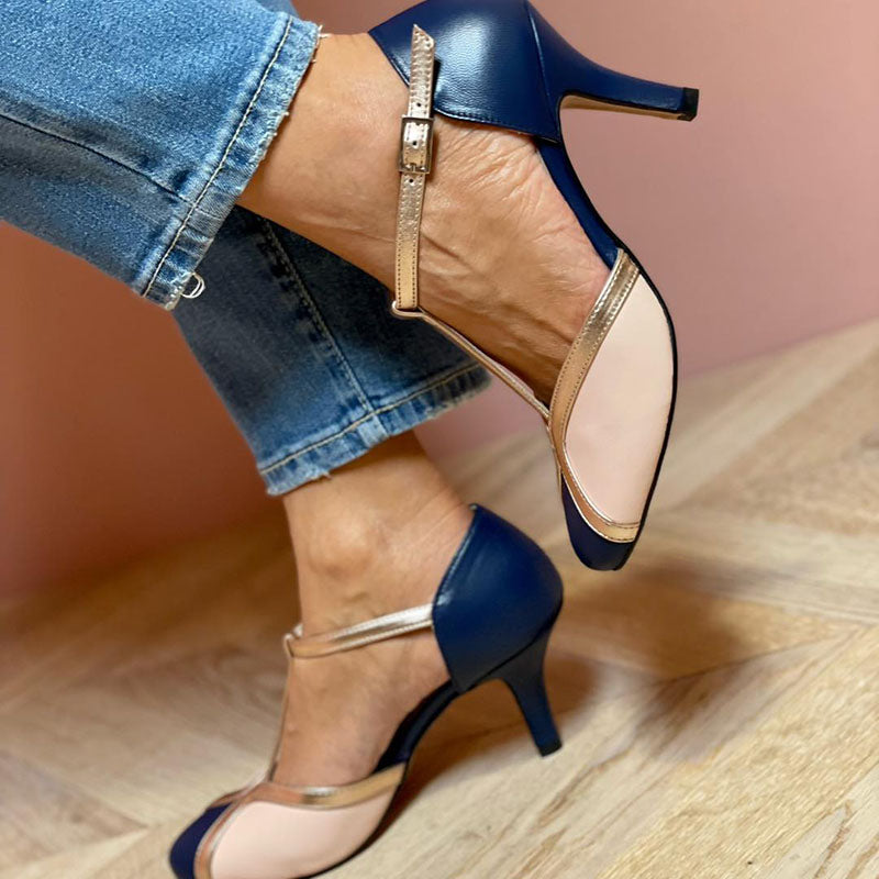 Alessia™ | Décolleté T-strap colorati e confortevoli a punta rotonda