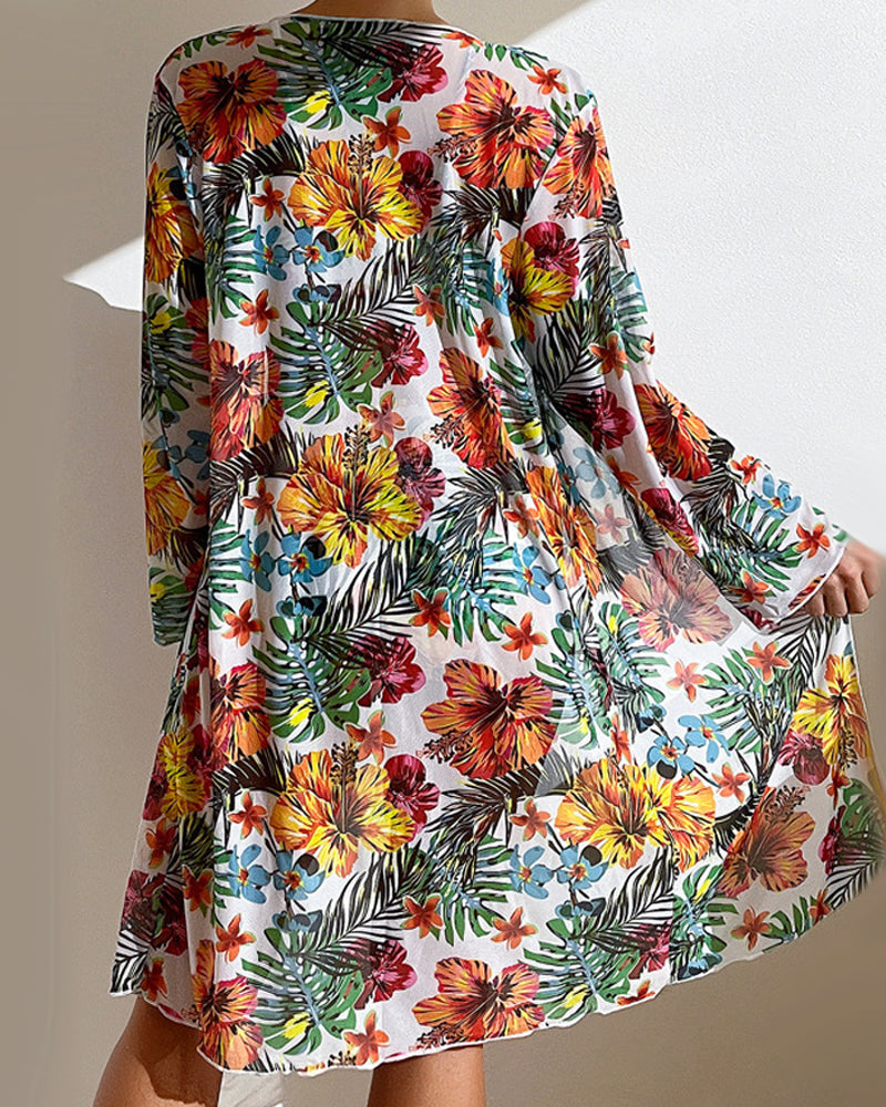 Bikini e Cover Up Blomtryck
