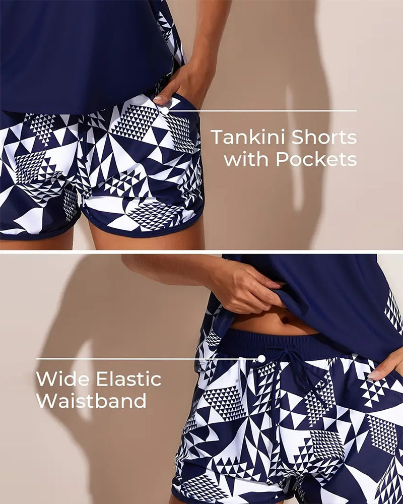 Costume da bagno Top Tank Geometrico Stampato Due Pezzi