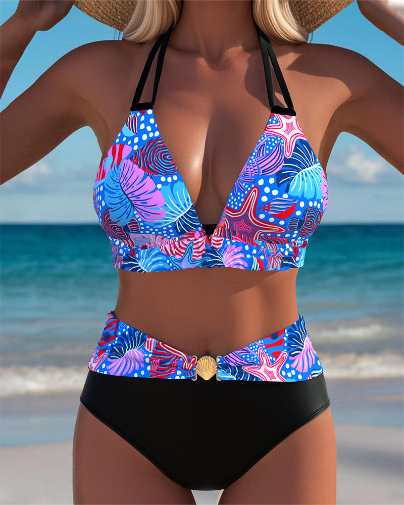 Bikini Sexy Halterneck Bh Stampato