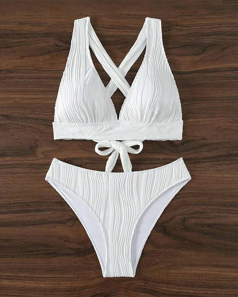 Bikini sexy a V di colore unito