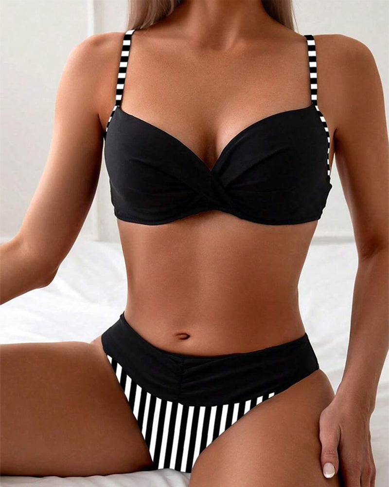 Bikini Sexy Stripes Contrast Triangolo